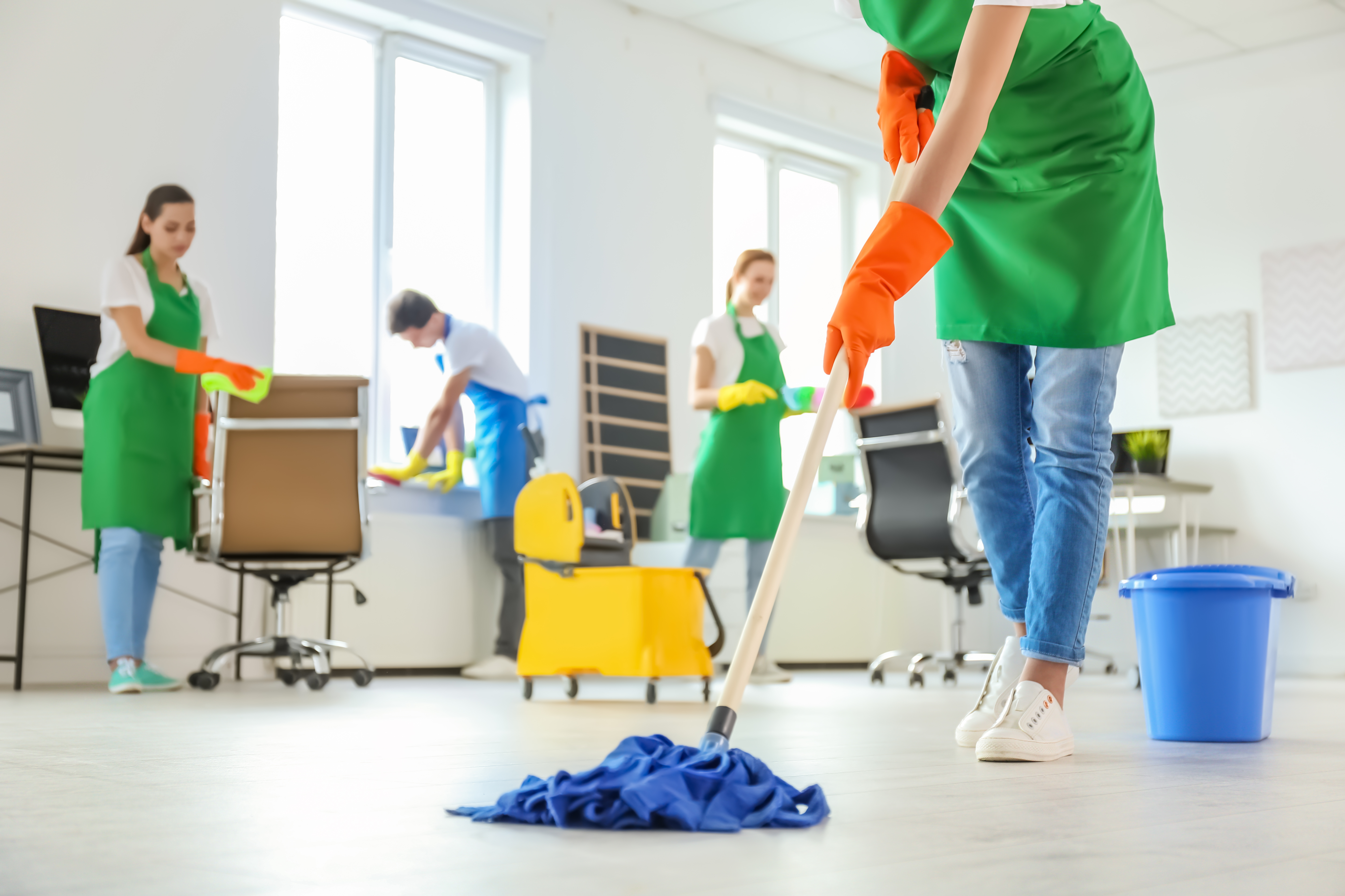 Workers Cleaning Office